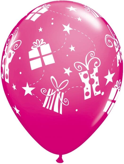 Luftballon Geschenke und Sterne magenta